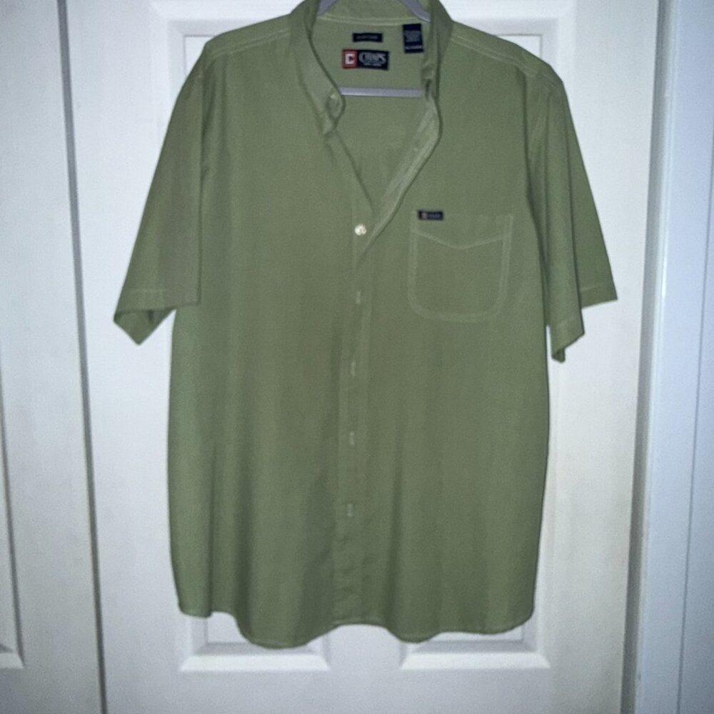 Stylish Chaps Men’s Size XL Short Sleeve Button Down Shirt Green Easy